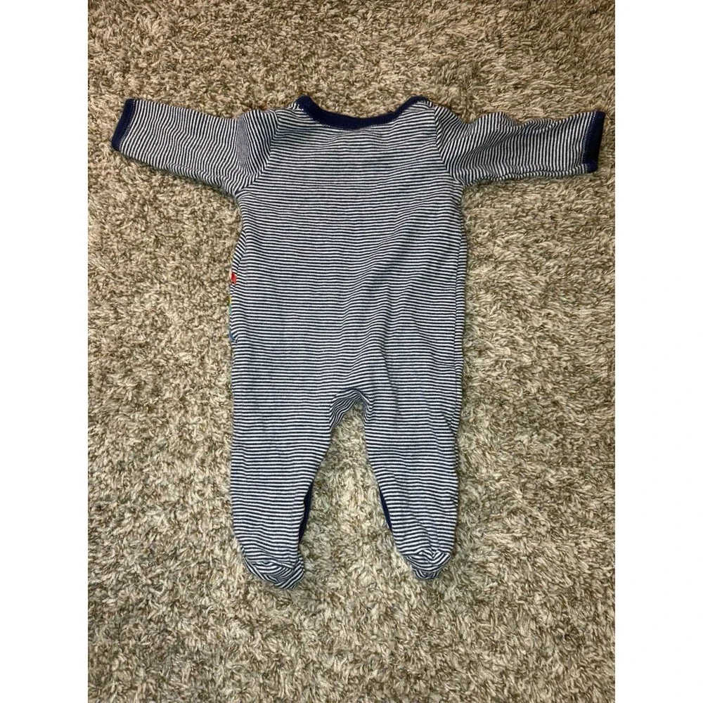 Carter's Baby Boy 3M Footed Sleeper Pajamas Navy White Stripes Rocket Ship